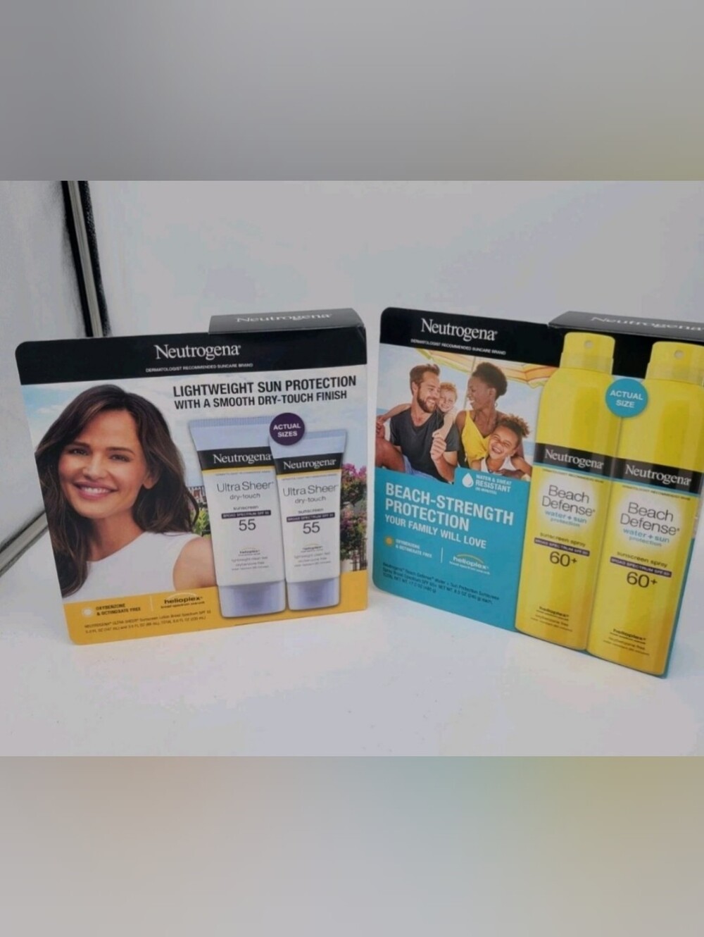 Neutrogena Sunscreen Ultra Sheer Dry Touch 2 Pk & Beach Defense 2 Pk Full Size